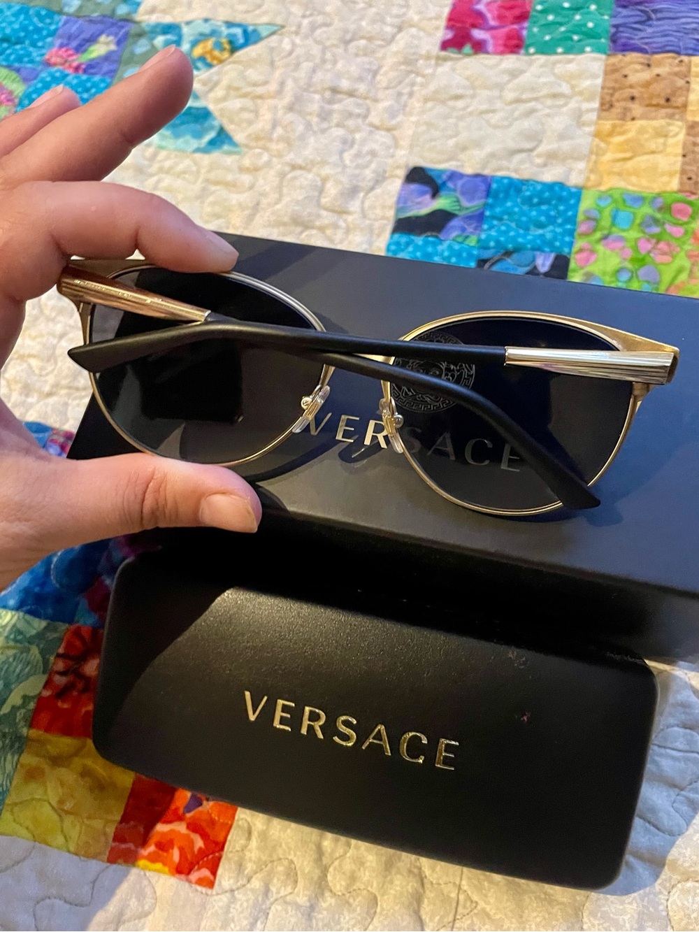Versace Black Cat-Eye Sunglasses with Dark Gradient Lenses - Picture 3 of 8